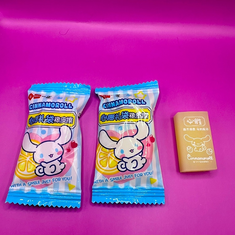 Cinnamoroll Mini Eraser Trio — 2 Sealed + 1 Opened